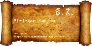 Biringer Karina névjegykártya