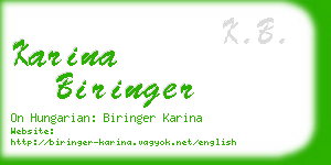 karina biringer business card